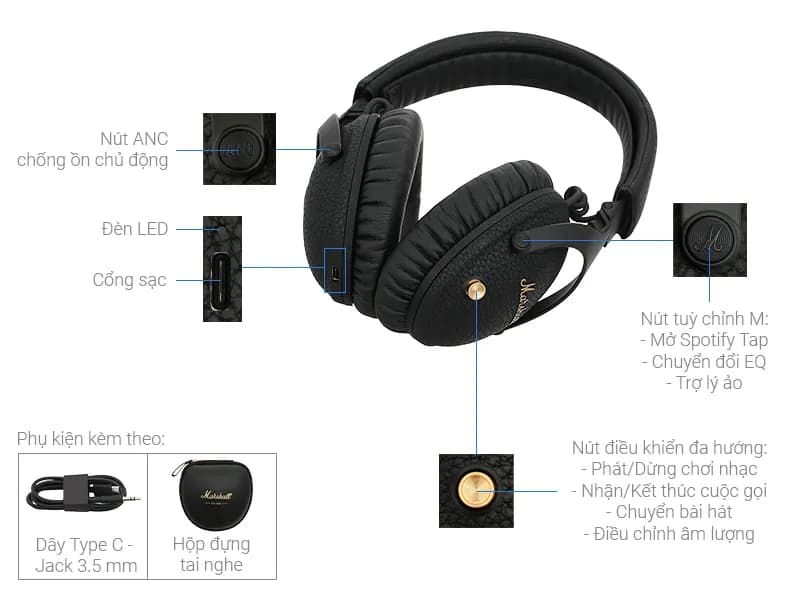 So sánh giá Tai nghe Bluetooth Chụp Tai Marshall Milton A.N.C. - Tìm sản phẩm giá rẻ nhất - Ảnh 3