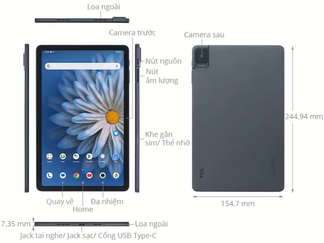 Máy tính bảng TCL Tab 10 Gen 2 4G 4GB/64GB - 16