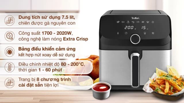 So sánh giá Nồi chiên không dầu Tefal 7.5 lít EY855D68 rẻ nhất? - Ảnh 7
