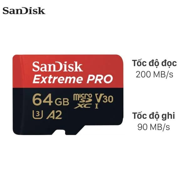 Thẻ nhớ Sandisk MicroSD 64GB Extreme Pro class 10_U3 - Giá rẻ nhất hôm nay - Ảnh 1
