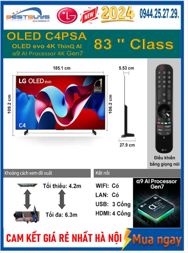 So sánh giá Smart Tivi OLED LG AI 4K 83 inch 83C4PSA rẻ nhất? - Ảnh 17