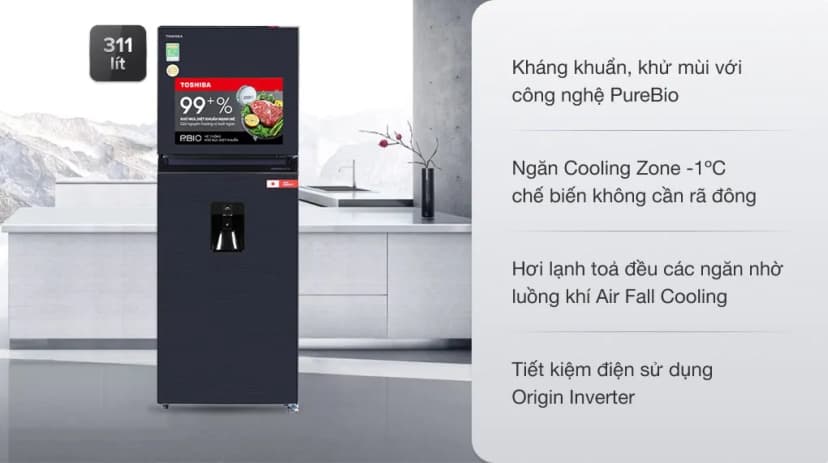 Tủ lạnh Toshiba Inverter 311 lít GR-RT395WE-PMV(06) - Giá rẻ nhất hôm nay - Ảnh 2