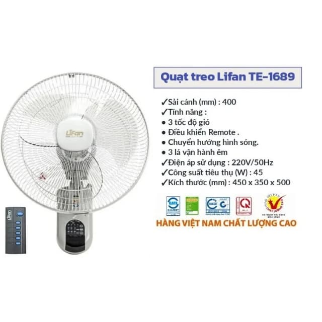 Top 1 so sánh giá Quạt treo tường Lifan 3 cánh TE-1688 50W - Tìm sản phẩm giá rẻ nhất - Ảnh 5