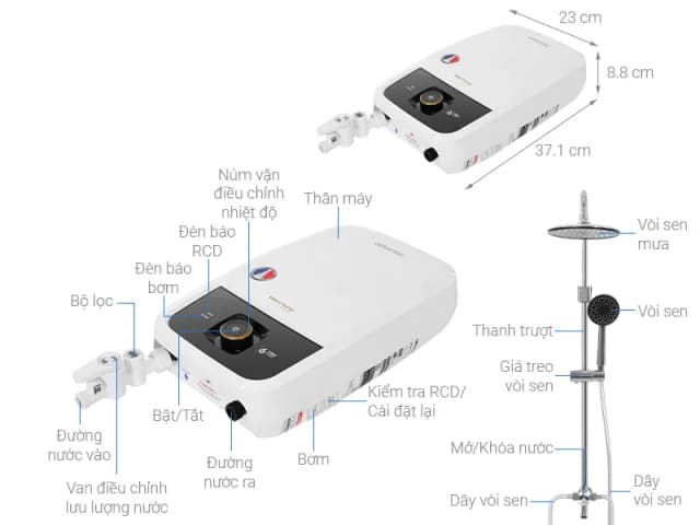 So sánh giá Máy nước nóng trực tiếp Atlantic 6000W Tempo Turbo 6000 PU RS - 811029 rẻ nhất? - Ảnh 3
