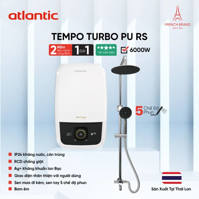 So sánh giá Máy nước nóng trực tiếp Atlantic 6000W Tempo Turbo 6000 PU RS - 811029 rẻ nhất? - Ảnh 10