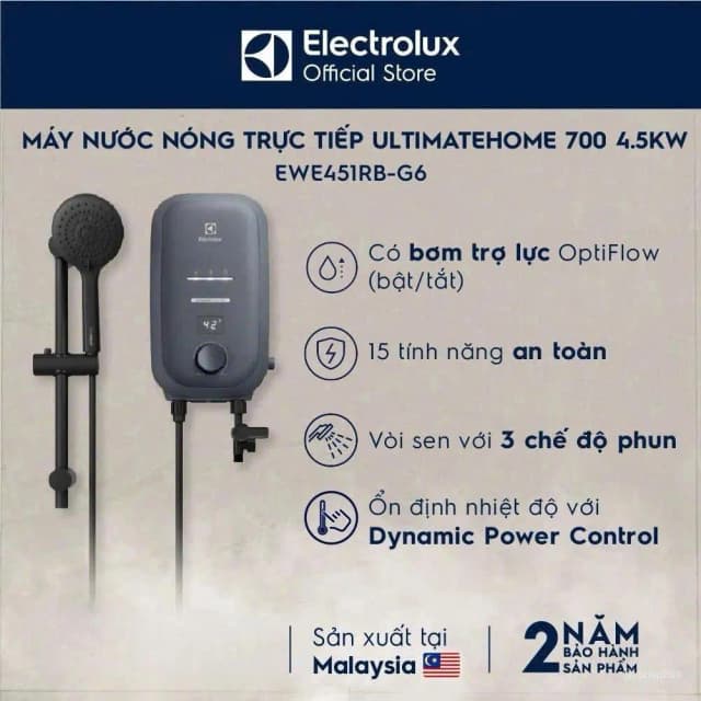 So sánh giá Máy nước nóng trực tiếp Electrolux 4500W EWE451RB-G6 rẻ nhất? - Ảnh 8