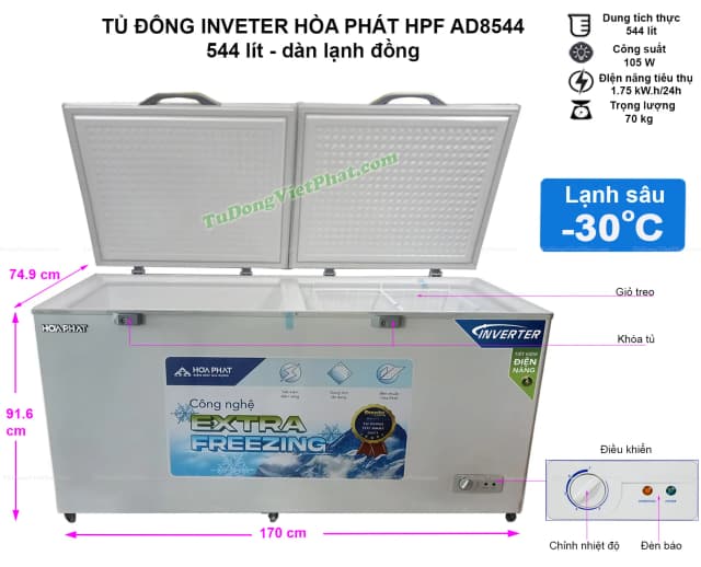 So sánh giá Tủ đông Hòa Phát Inverter 544 lít HPF AD8544 rẻ nhất? - Ảnh 7