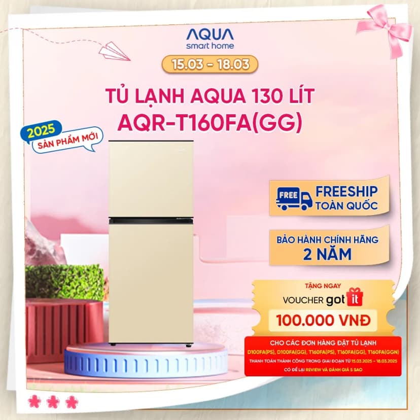 Tủ lạnh Aqua 130 lít AQR-T160FA(GG) - Giá rẻ nhất hôm nay - Ảnh 1