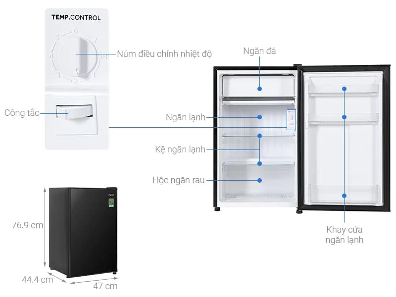 Tủ lạnh Aqua 90 lít AQR-D100FA(GG) - Giá rẻ nhất hôm nay - Ảnh 3