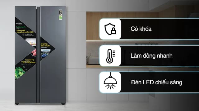 So sánh giá Tủ lạnh Aqua Inverter 646 lít Side By Side AQR-S682XA(SLB) rẻ nhất? - Ảnh 3