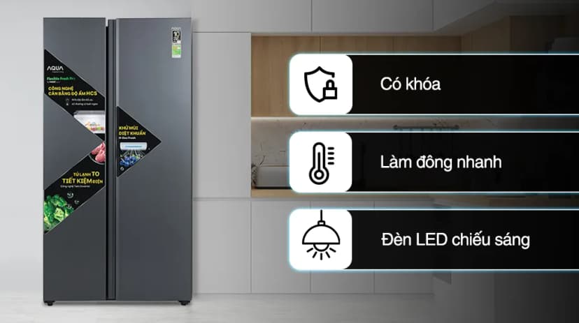 Tủ lạnh Aqua Inverter 646 lít Side By Side AQR-S682XA(WGB) - Giá rẻ nhất hôm nay - Ảnh 9