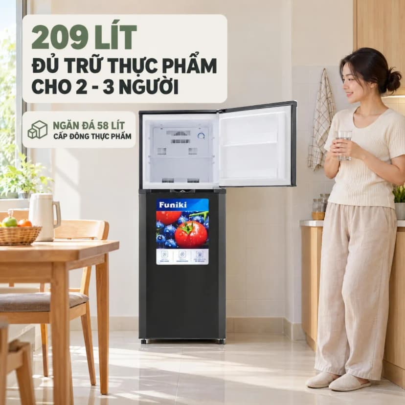 Tủ lạnh Funiki Inverter 209 lít HR T8209TDG - Giá rẻ nhất hôm nay - Ảnh 2