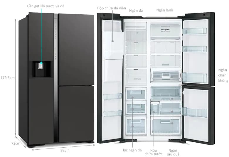 Tủ lạnh Hitachi Inverter 569 lít Side By Side R-MX800GVGV0 GBK - Giá rẻ nhất hôm nay - Ảnh 7