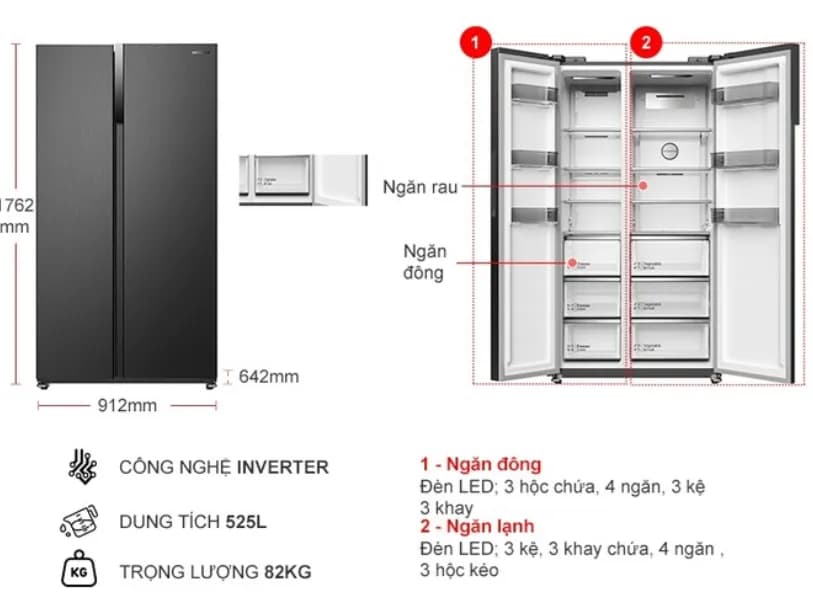 Tủ lạnh Hitachi Inverter 653 lít Side By Side HRSN9713ESAUVN - Giá rẻ nhất hôm nay - Ảnh 10