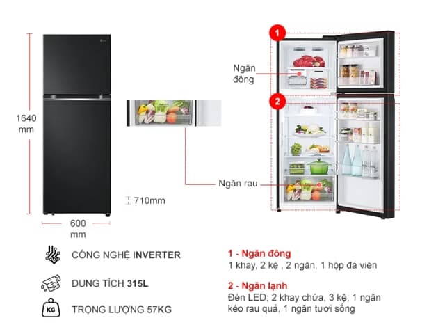 So sánh giá Tủ lạnh LG Inverter 315 lít LTB31BLM rẻ nhất? - Ảnh 2