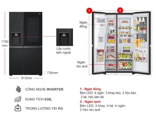 So sánh giá Tủ lạnh LG Inverter 635 Lít Side By Side InstaView Door-in-Door GR-X257BL rẻ nhất? - Ảnh 14