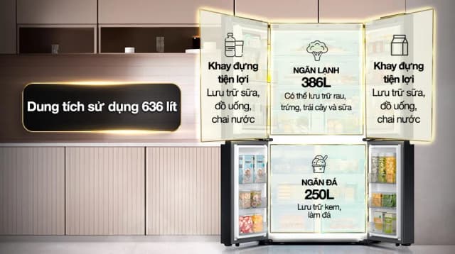 So sánh giá Tủ lạnh Samsung Inverter 636 lít Multi Door Bespoke RF65DB990012SV rẻ nhất? - Ảnh 4