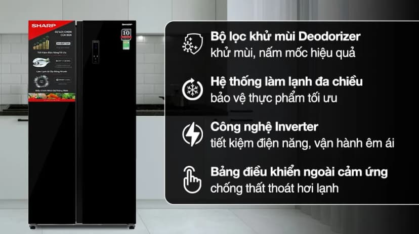 Tủ lạnh Sharp Inverter 532 lít Side By Side SJ-SBX530VG-BK - Giá rẻ nhất hôm nay - Ảnh 2
