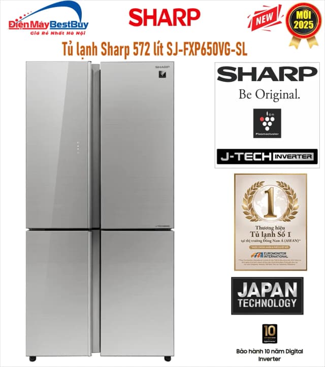 So sánh giá Tủ lạnh Sharp Inverter 572 lít Multi Door SJ-FXP650VG-SL rẻ nhất? - Ảnh 18