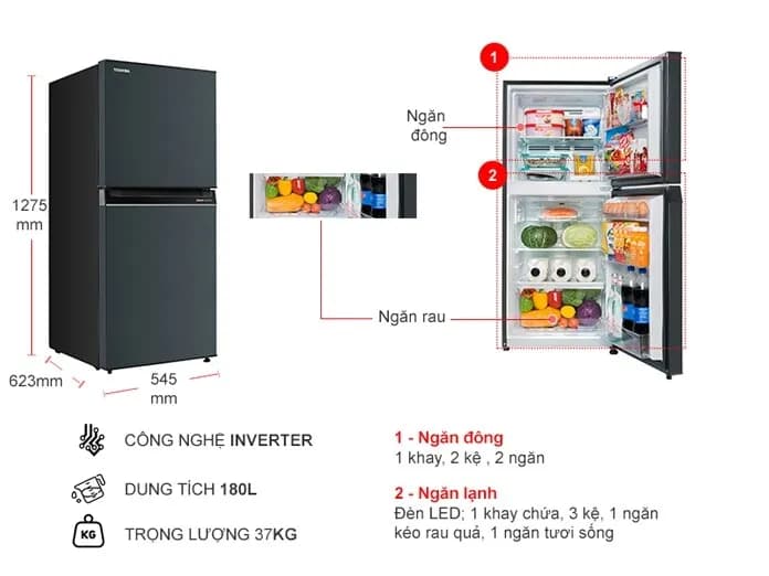 So sánh giá Tủ lạnh Toshiba Inverter 271 lít GR-RT349WE-PMV(68) - Tìm sản phẩm giá rẻ nhất - Ảnh 6