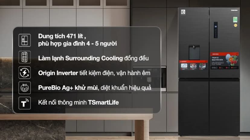 Tủ lạnh Toshiba Inverter 471 lít Multi Door GR-RF606WI-PMV(60)-AG - Giá rẻ nhất hôm nay - Ảnh 13
