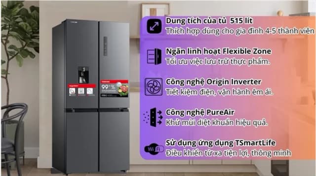 So sánh giá Tủ lạnh Toshiba Inverter 515 lít Multi Door GR-RF675WI-PMV(06)-MG rẻ nhất? - Ảnh 16