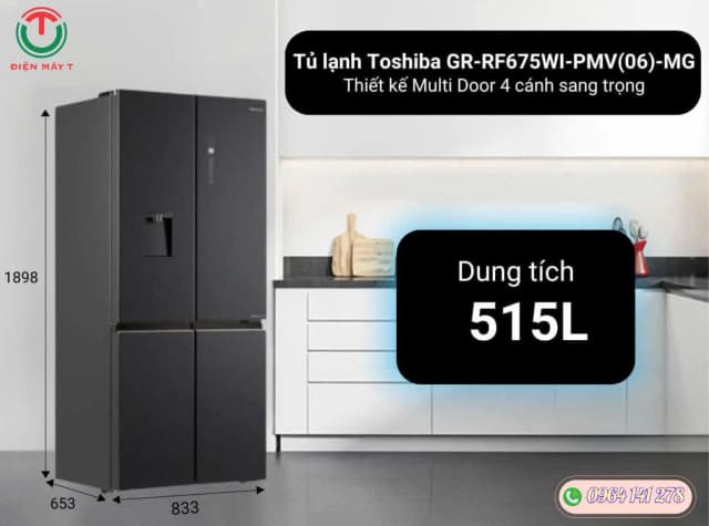So sánh giá Tủ lạnh Toshiba Inverter 515 lít Multi Door GR-RF675WI-PMV(06)-MG rẻ nhất? - Ảnh 8