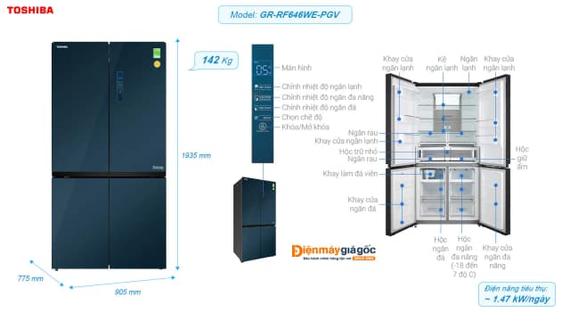 Top 1 so sánh giá Tủ lạnh Toshiba Inverter 521 lít Multi Door GR-RF681WI-PGV(D4) - Tìm sản phẩm giá rẻ nhất - Ảnh 36